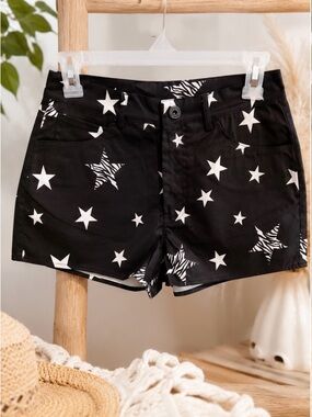 Umgee Black Star Print Women's Shorts NWT
